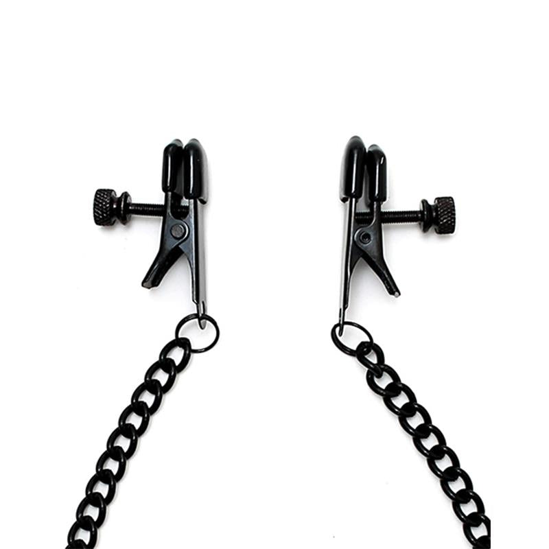 BONDAGE PLAY - PINZAS PARA PEZONES CON CADENA COLOR NEGRO