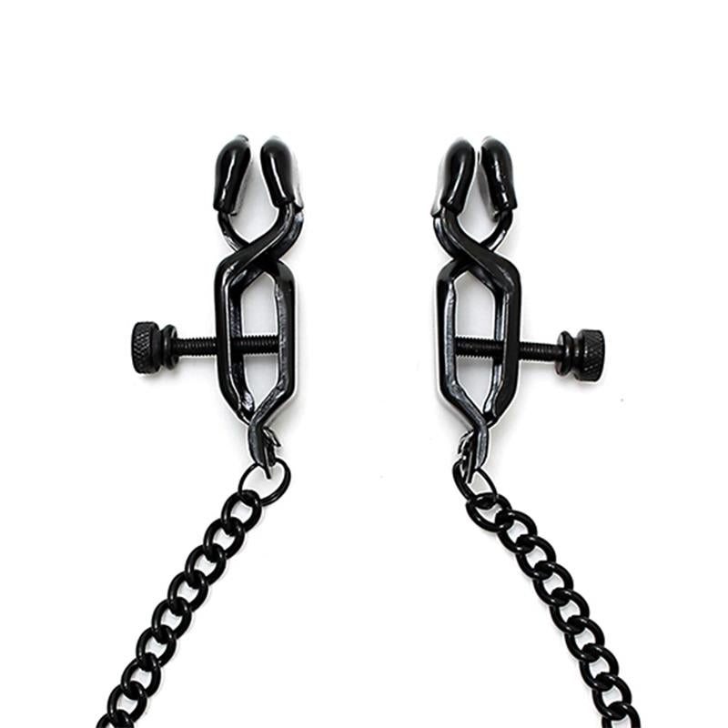 BONDAGE PLAY - PINZAS PARA PEZONES CON CADENA COLOR NEGRO