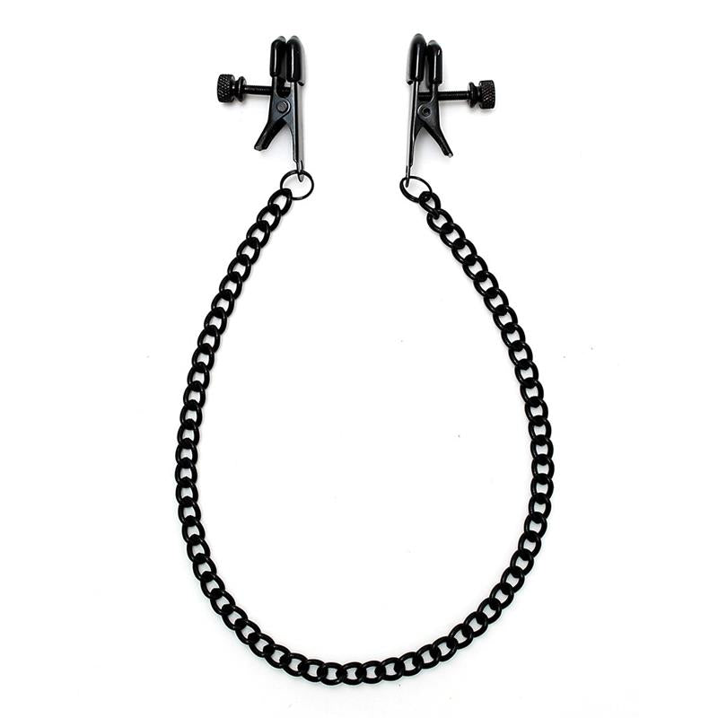 BONDAGE PLAY - PINZAS PARA PEZONES CON CADENA COLOR NEGRO