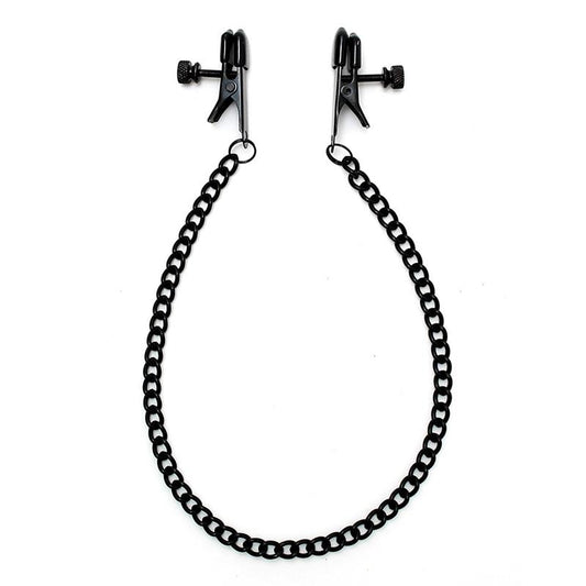 BONDAGE PLAY - PINZAS PARA PEZONES CON CADENA COLOR NEGRO