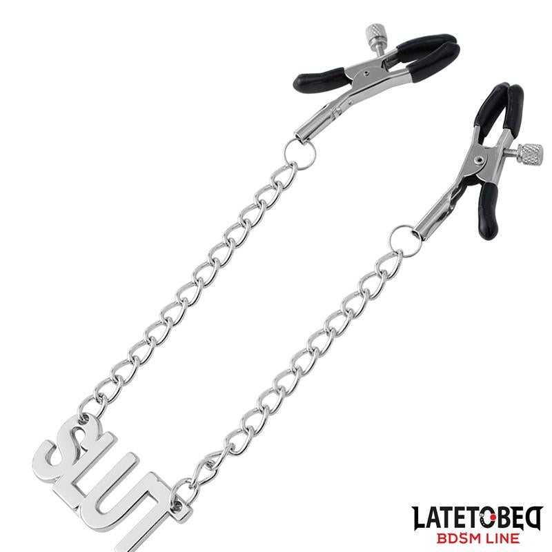 LATETOBED BDSM LINE - PINZAS PARA PEZONES CON CADENA - SLUT