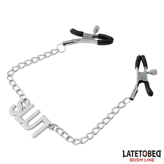 LATETOBED BDSM LINE - PINZAS PARA PEZONES CON CADENA - SLUT