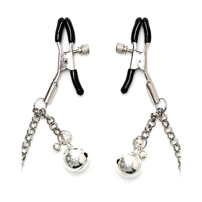 BONDAGE PLAY - PINZAS PARA PEZONES CON CADENA Y CASCABEL