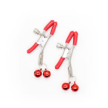 LATETOBED BDSM LINE - PINZAS PARA PEZONES CON CASCABELES METAL ROJO
