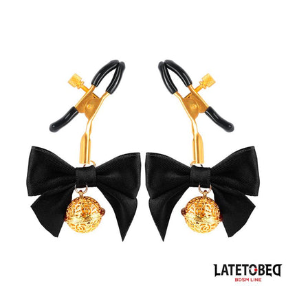 LATETOBED BDSM LINE - PINZAS PARA PEZONES CON LAZO NEGRO