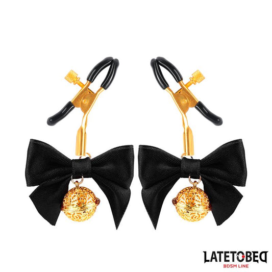 LATETOBED BDSM LINE - PINZAS PARA PEZONES CON LAZO NEGRO