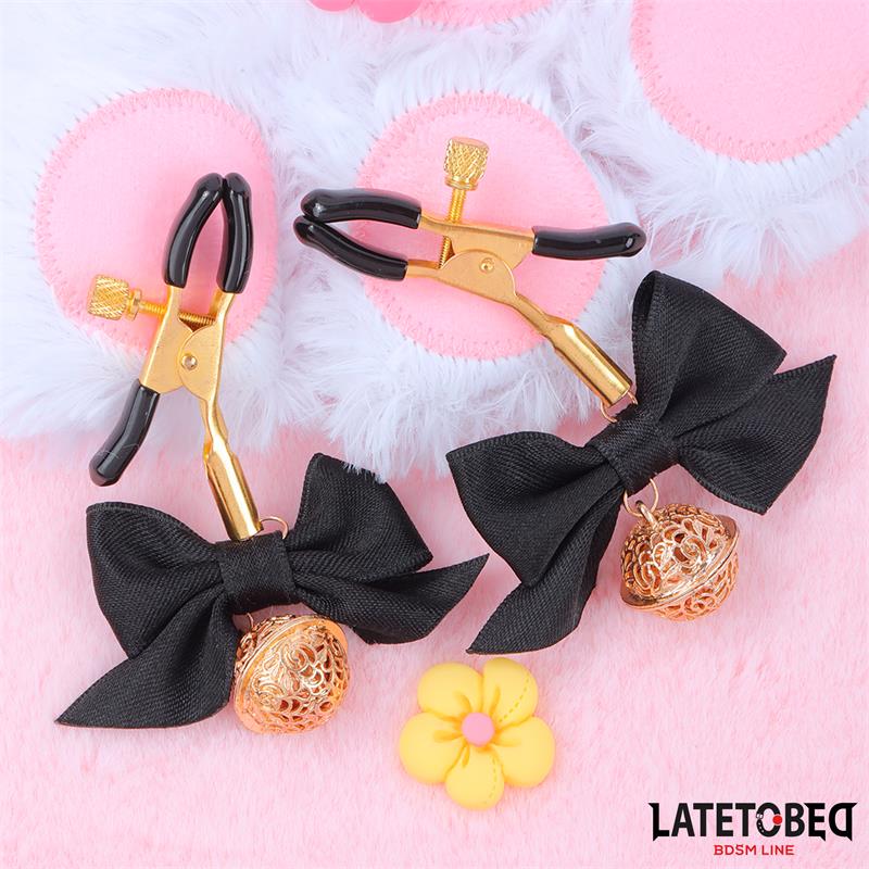 LATETOBED BDSM LINE - PINZAS PARA PEZONES CON LAZO NEGRO