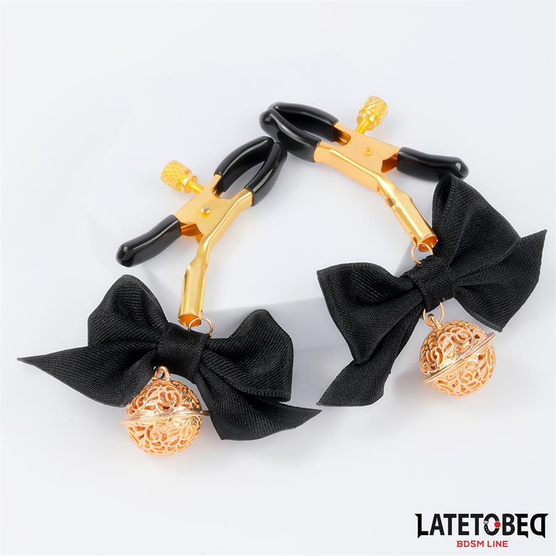 LATETOBED BDSM LINE - PINZAS PARA PEZONES CON LAZO NEGRO