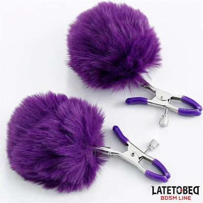 LATETOBED BDSM LINE - PINZAS PARA PEZONES CON PELO PÚRPURA