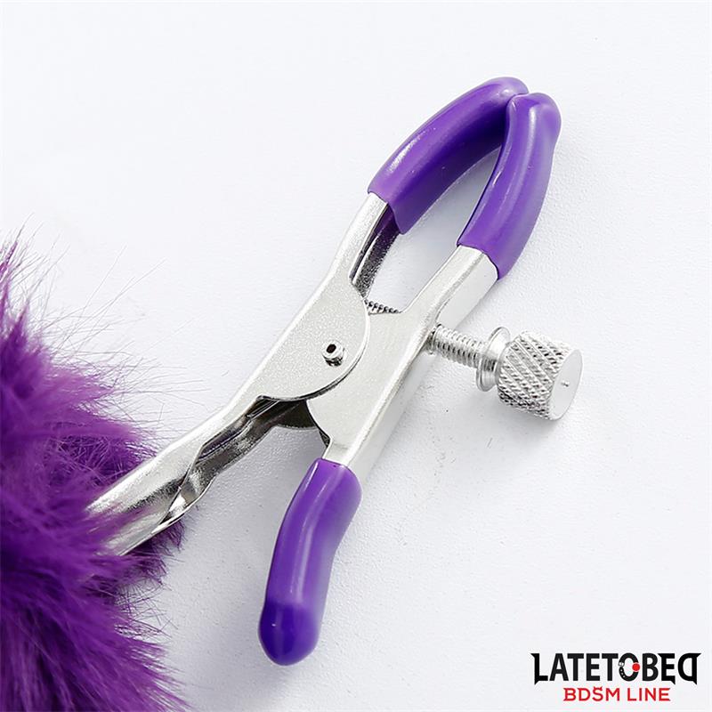 LATETOBED BDSM LINE - PINZAS PARA PEZONES CON PELO PÚRPURA
