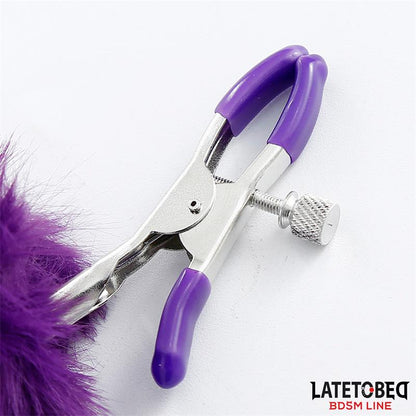 LATETOBED BDSM LINE - PINZAS PARA PEZONES CON PELO PÚRPURA