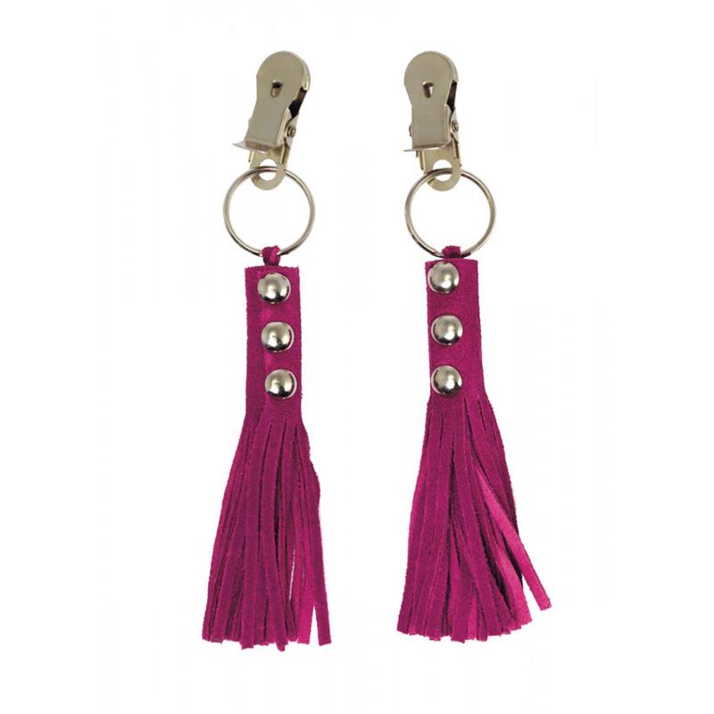 BONDAGE PLAY - PINZAS PARA PEZONES CUERO ROSA