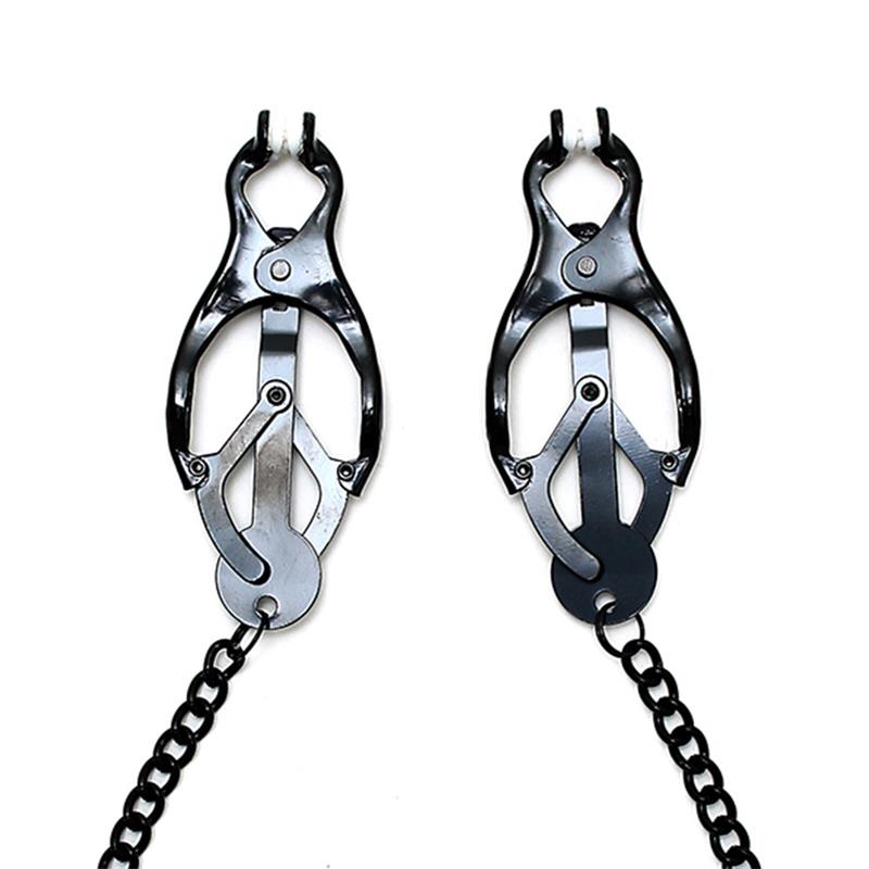 BONDAGE PLAY - PINZAS PARA PEZONES ESTILO MARIPOSA CON CADENA