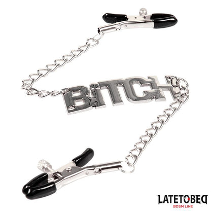 LATETOBED BDSM LINE - PINZAS PARA PEZONES LEMA BITCH