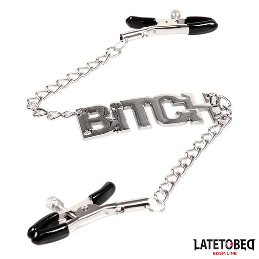 LATETOBED BDSM LINE - PINZAS PARA PEZONES LEMA BITCH