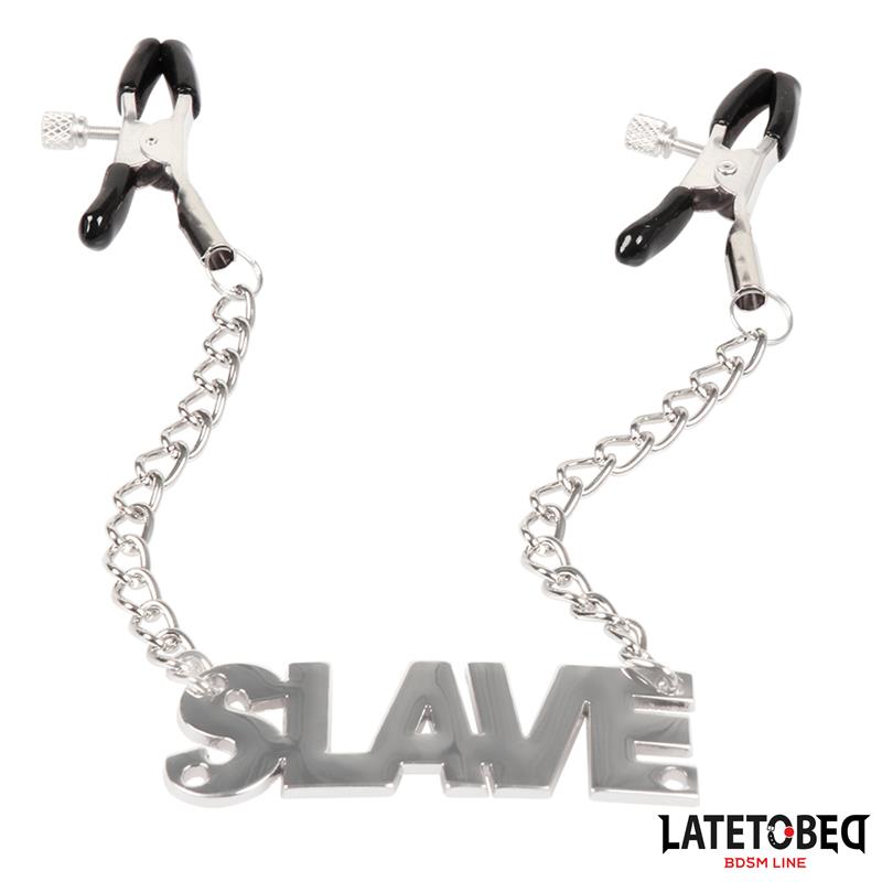 LATETOBED BDSM LINE - PINZAS PARA PEZONES LEMA SLAVE