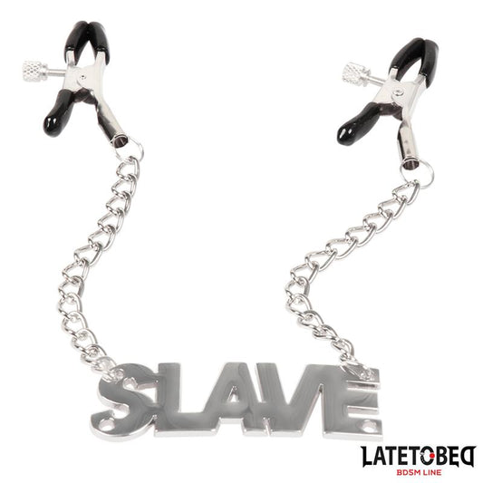 LATETOBED BDSM LINE - PINZAS PARA PEZONES LEMA SLAVE