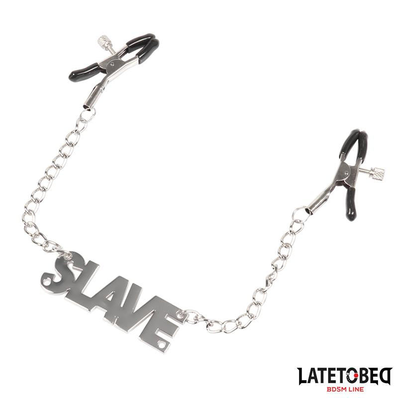 LATETOBED BDSM LINE - PINZAS PARA PEZONES LEMA SLAVE