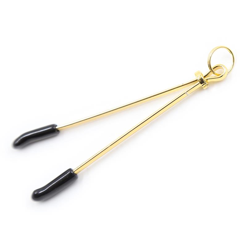 LATETOBED BDSM LINE - PINZAS PARA PEZONES METAL NEGRO/DORADO