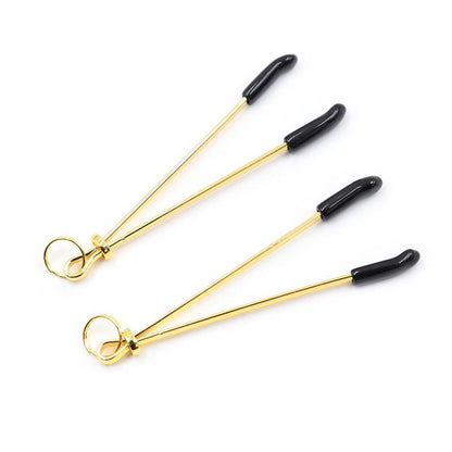 LATETOBED BDSM LINE - PINZAS PARA PEZONES METAL NEGRO/DORADO