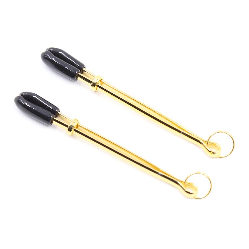 LATETOBED BDSM LINE - PINZAS PARA PEZONES METAL NEGRO/DORADO