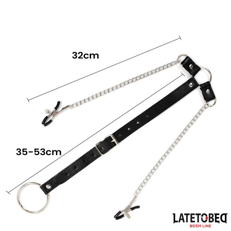 LATETOBED BDSM LINE - PINZAS PARA PEZONES Y ANILLO PARA EL PENE