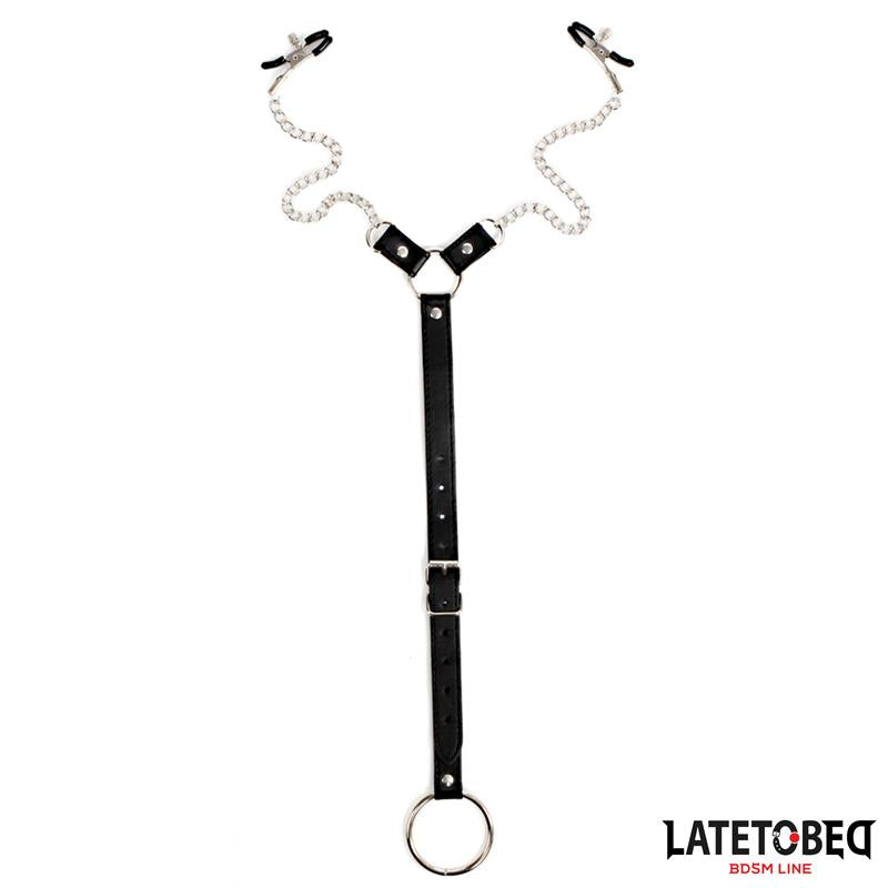 LATETOBED BDSM LINE - PINZAS PARA PEZONES Y ANILLO PARA EL PENE