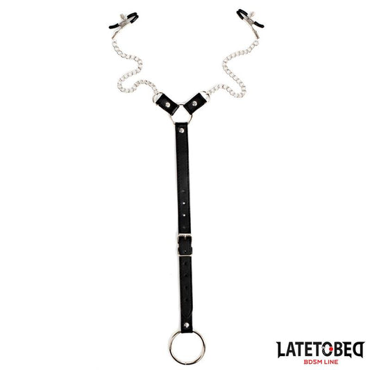 LATETOBED BDSM LINE - PINZAS PARA PEZONES Y ANILLO PARA EL PENE