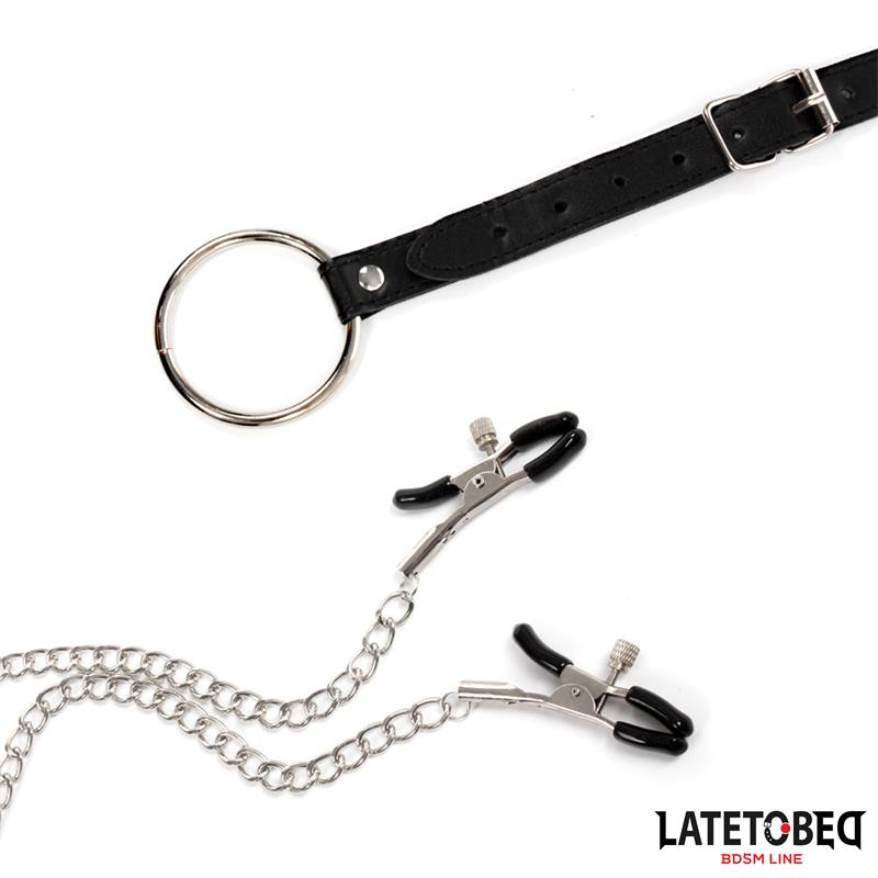 LATETOBED BDSM LINE - PINZAS PARA PEZONES Y ANILLO PARA EL PENE