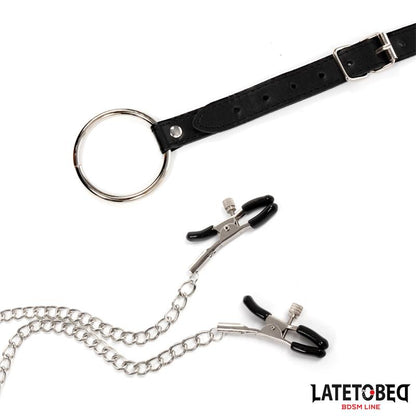 LATETOBED BDSM LINE - PINZAS PARA PEZONES Y ANILLO PARA EL PENE