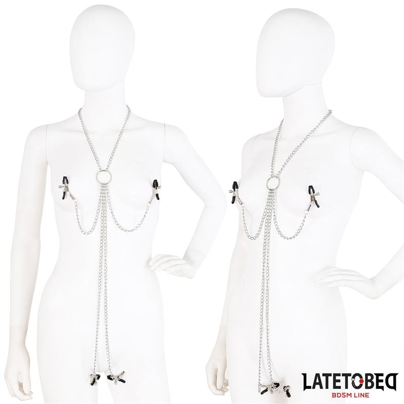 LATETOBED BDSM LINE - PINZAS PARA PEZONES Y CLITORIS CON CADENA
