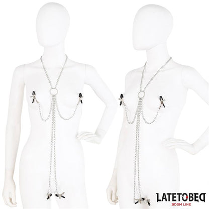 LATETOBED BDSM LINE - PINZAS PARA PEZONES Y CLITORIS CON CADENA