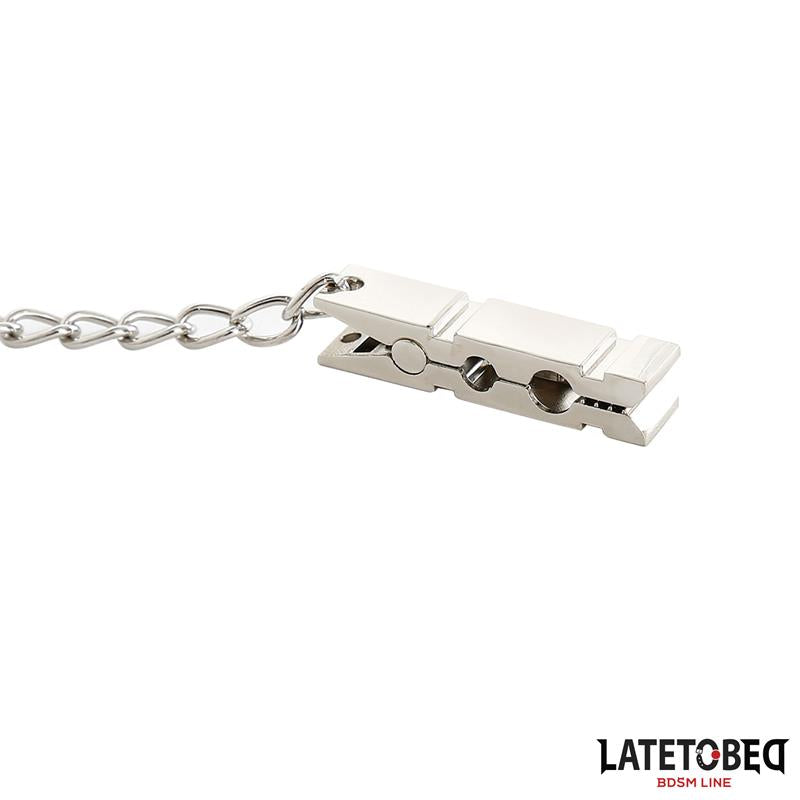 LATETOBED BDSM LINE - PINZAS PEZONES CON CADENA 40.5CM ZINC