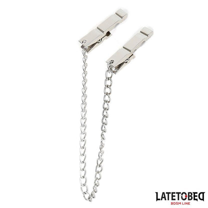 LATETOBED BDSM LINE - PINZAS PEZONES CON CADENA 40.5CM ZINC