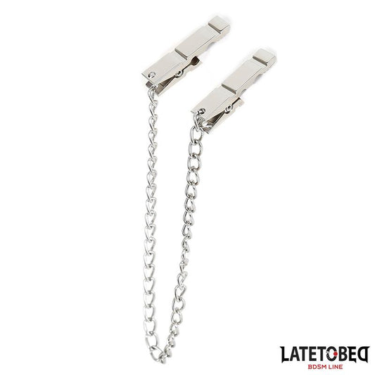 LATETOBED BDSM LINE - PINZAS PEZONES CON CADENA 40.5CM ZINC