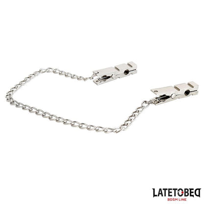LATETOBED BDSM LINE - PINZAS PEZONES CON CADENA 40.5CM ZINC