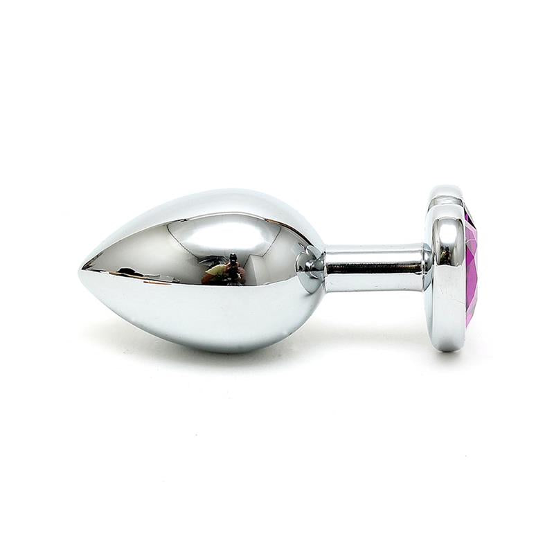 BONDAGE PLAY - PLUG ANAL ACERO INOX CRISTAL CORAZÓN PÚRPURA