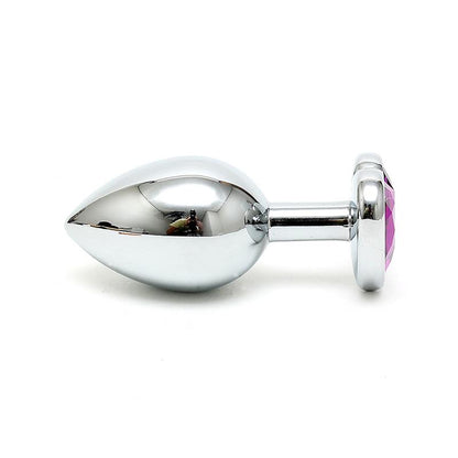 BONDAGE PLAY - PLUG ANAL ACERO INOX CRISTAL CORAZÓN PÚRPURA