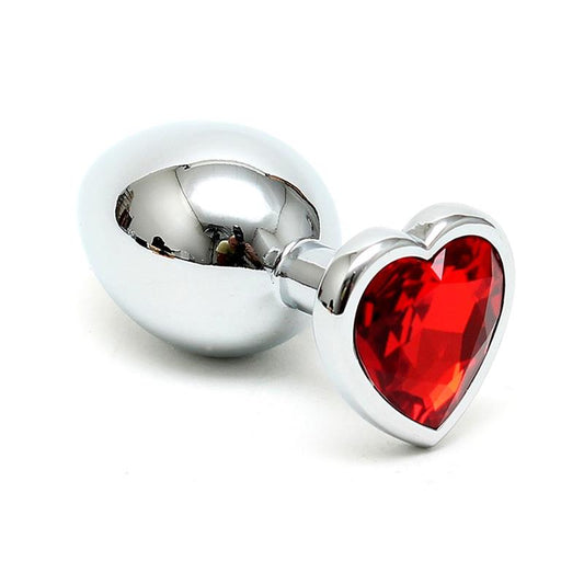 BONDAGE PLAY - PLUG ANAL ACERO INOX CRISTAL CORAZÓN ROJO