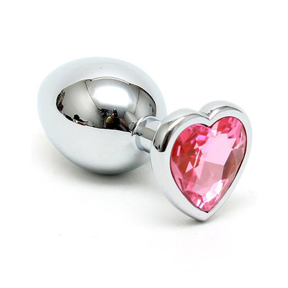 BONDAGE PLAY - PLUG ANAL ACERO INOX CRISTAL CORAZÓN ROSA