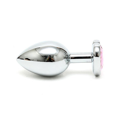 BONDAGE PLAY - PLUG ANAL ACERO INOX CRISTAL CORAZÓN ROSA