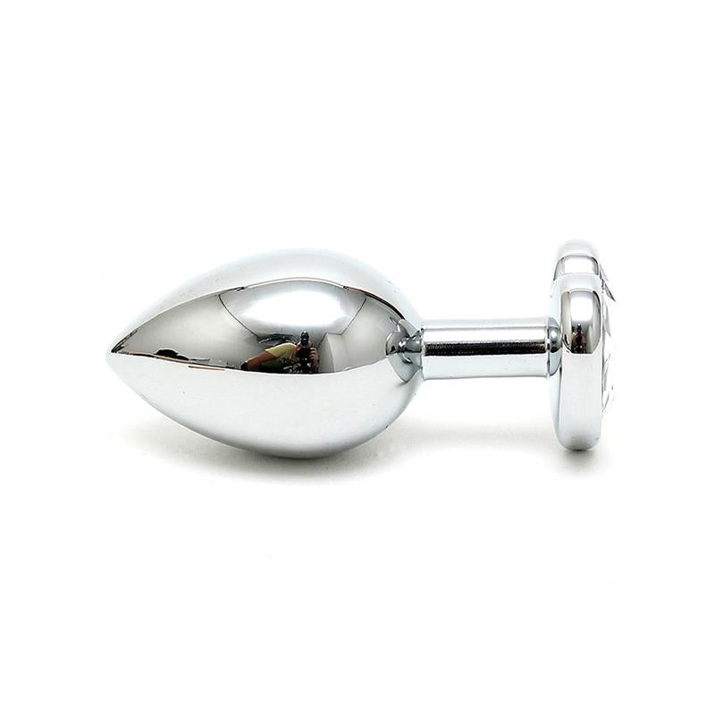 BONDAGE PLAY - PLUG ANAL ACERO INOX CRISTAL CORAZÓN TRANSPARENTE