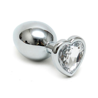 BONDAGE PLAY - PLUG ANAL ACERO INOX CRISTAL CORAZÓN TRANSPARENTE