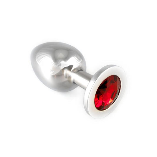 BONDAGE PLAY - PLUG ANAL ACERO INOXIDABLE ROJO
