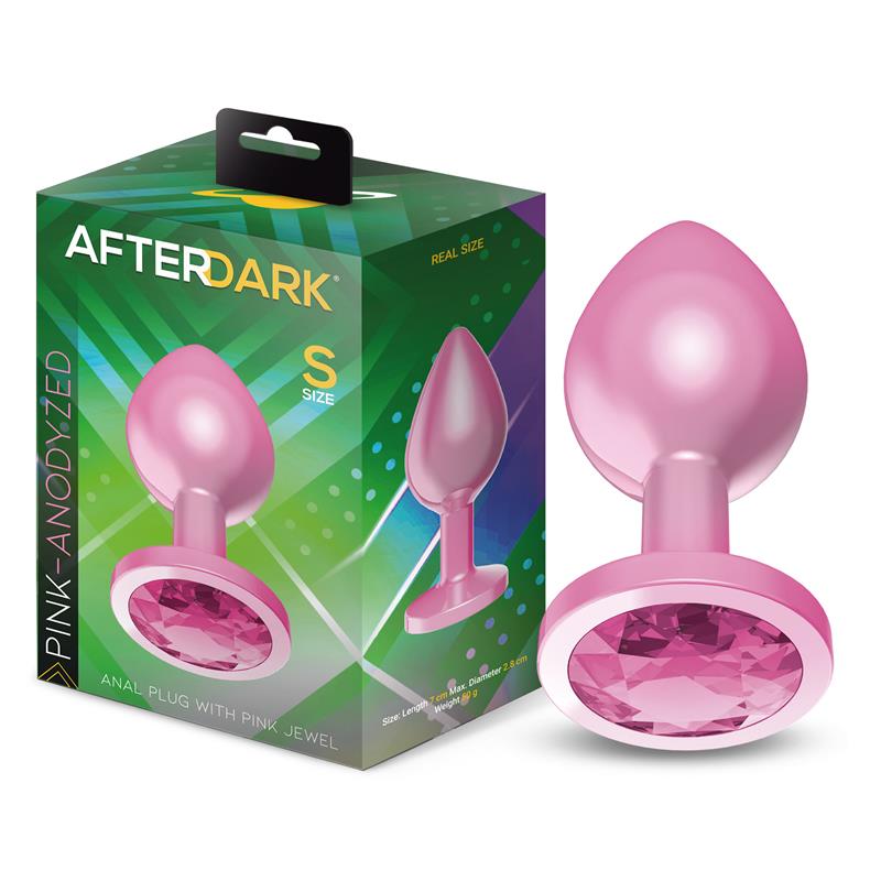 AFTERDARK - PLUG ANAL ANODIZADO ROSA CON JOYA TALLA S