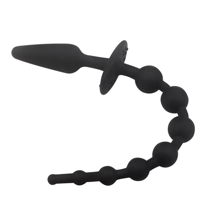A-GUSTO - PLUG ANAL CON CADENA ANAL SILICONA NEGRO