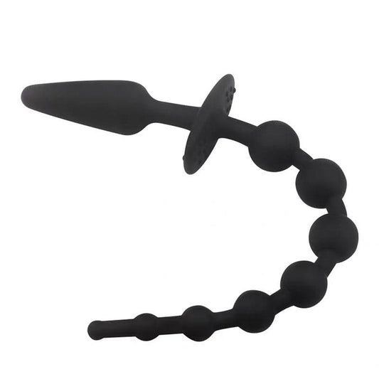 A-GUSTO - PLUG ANAL CON CADENA ANAL SILICONA NEGRO