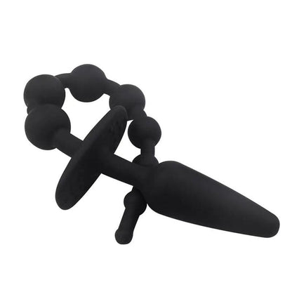 A-GUSTO - PLUG ANAL CON CADENA ANAL SILICONA NEGRO