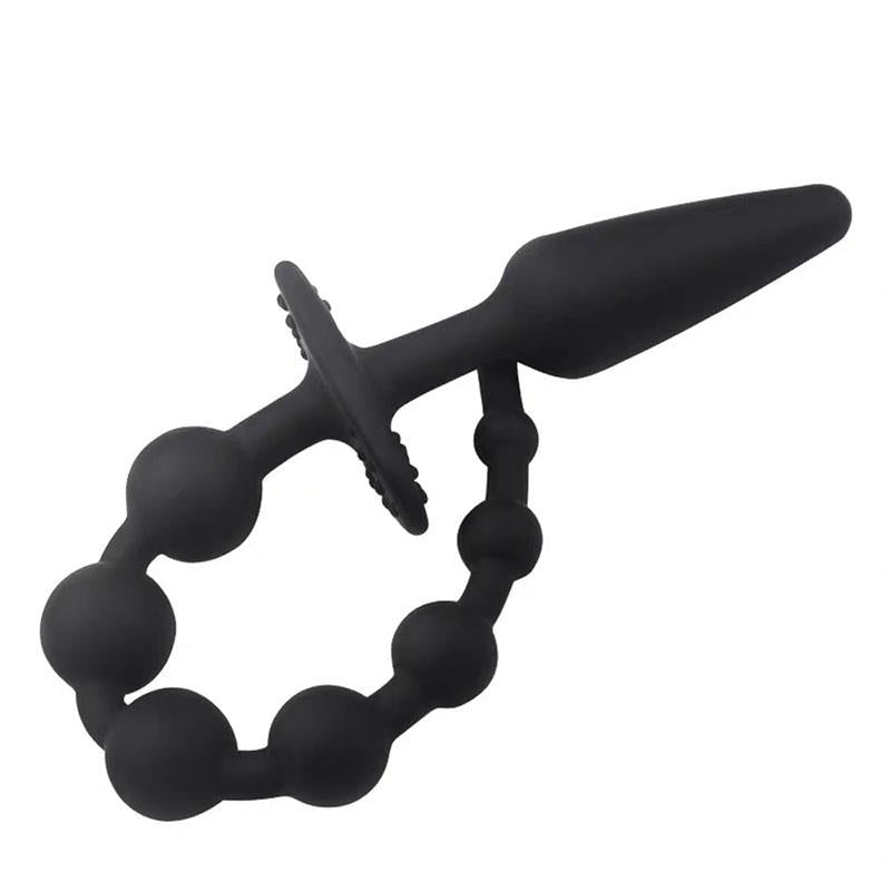 A-GUSTO - PLUG ANAL CON CADENA ANAL SILICONA NEGRO
