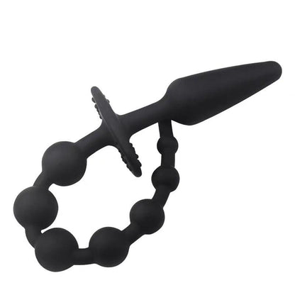 A-GUSTO - PLUG ANAL CON CADENA ANAL SILICONA NEGRO